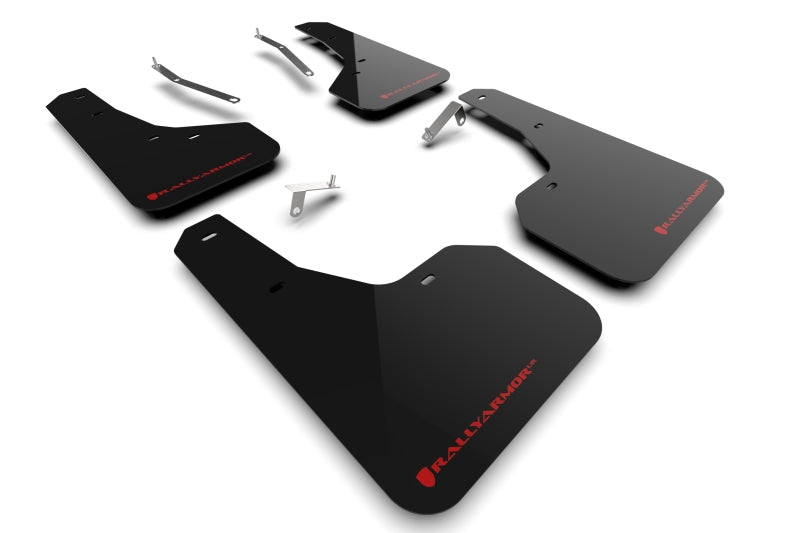 Rally Armor 22-24 Subaru Forester &amp; Wilderness Black UR Mud Flap w/Red Logo Mud Flaps Rally Armor