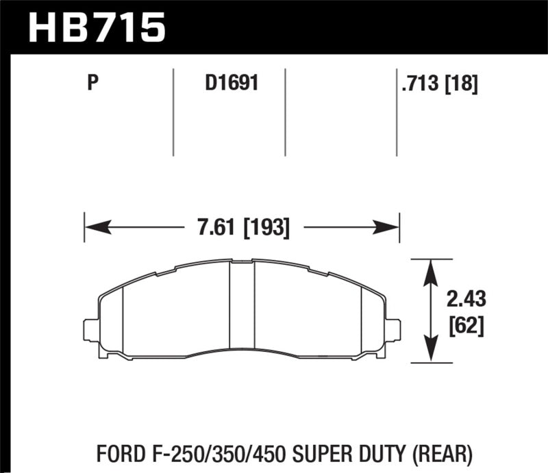 Hawk 15-17 Ford F-250/350 LTS Street Rear Brake Pads Brake Pads - OE Hawk Performance