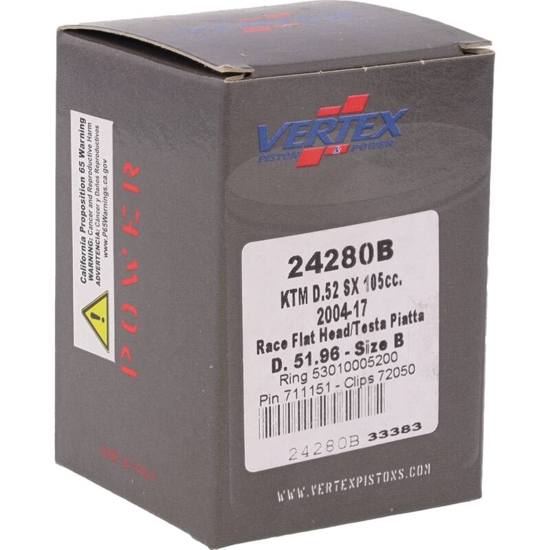 Vertex Piston 04-11 KTM 105 SX 105cc Cast Race Piston Kit Piston Sets - Powersports Vertex Pistons