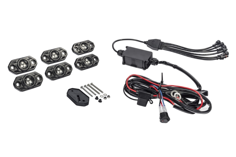 KC HiLiTES C-Series RGB LED Rock Light Kit (Incl. Wiring) - Set of 6 Light Bars & Cubes KC HiLiTES