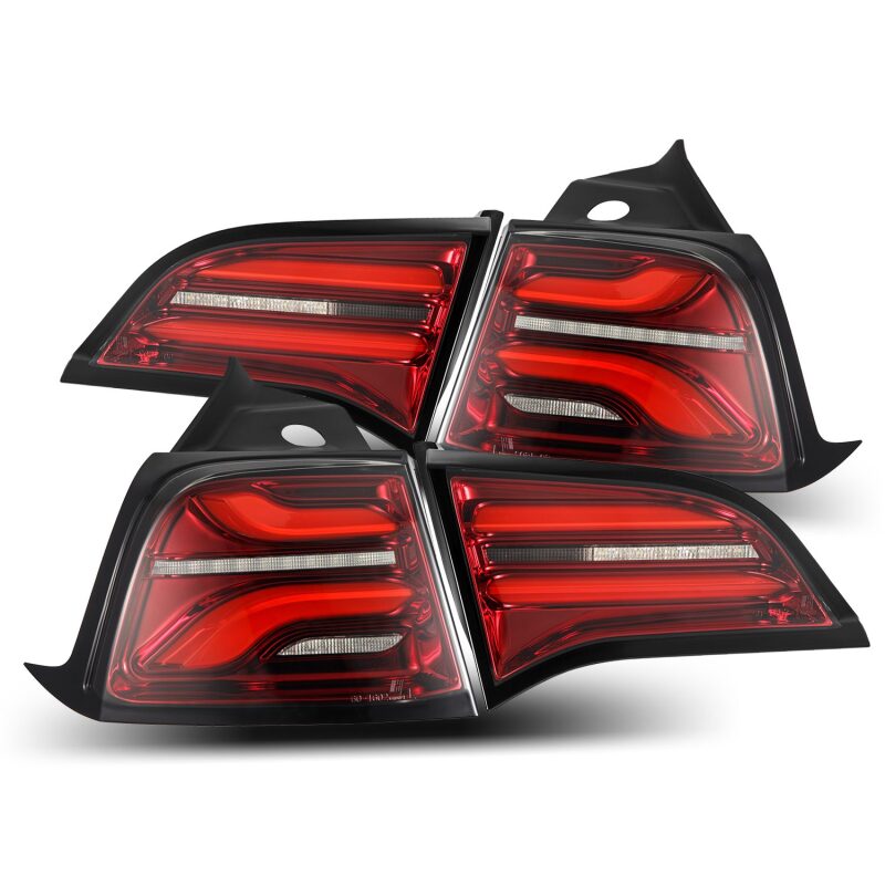 AlphaRex 17-22 Tesla Model 3 PRO-Series LED Tail Lights Red Smoke w/Seq Sig Tail Lights AlphaRex