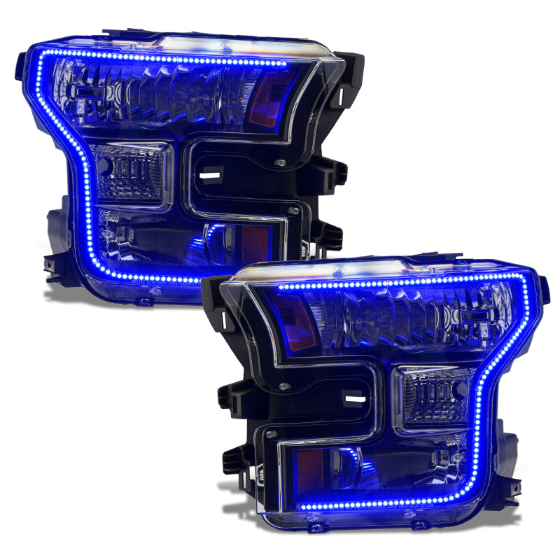 Oracle 15-17 Ford F-150 Dynamic RGB+A Pre-Assembled Headlights Halogen - Blk Edition - Headlights ORACLE Lighting