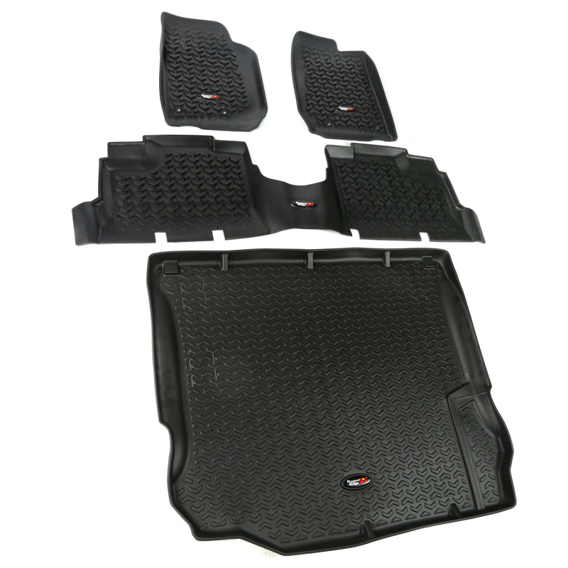 Rugged Ridge Floor Liner Front/Rear/Cargo Black 2011-2018 Jeep Wrangler Unlimited JK 4 Dr Floor Mats - Rubber Rugged Ridge