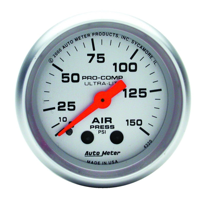 Autometer Ultra-Lite 2-1/16in 0-150 PSI Mechanical Air Pressure Gauge Gauges AutoMeter
