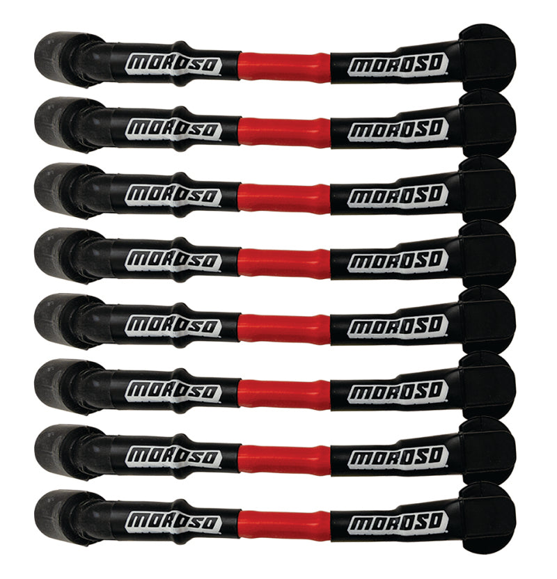 Moroso 9.75in Long Coil On Plug Sleeved Ultra Spark Plug Wire Set - Red Spark Plug Wire Sets Moroso