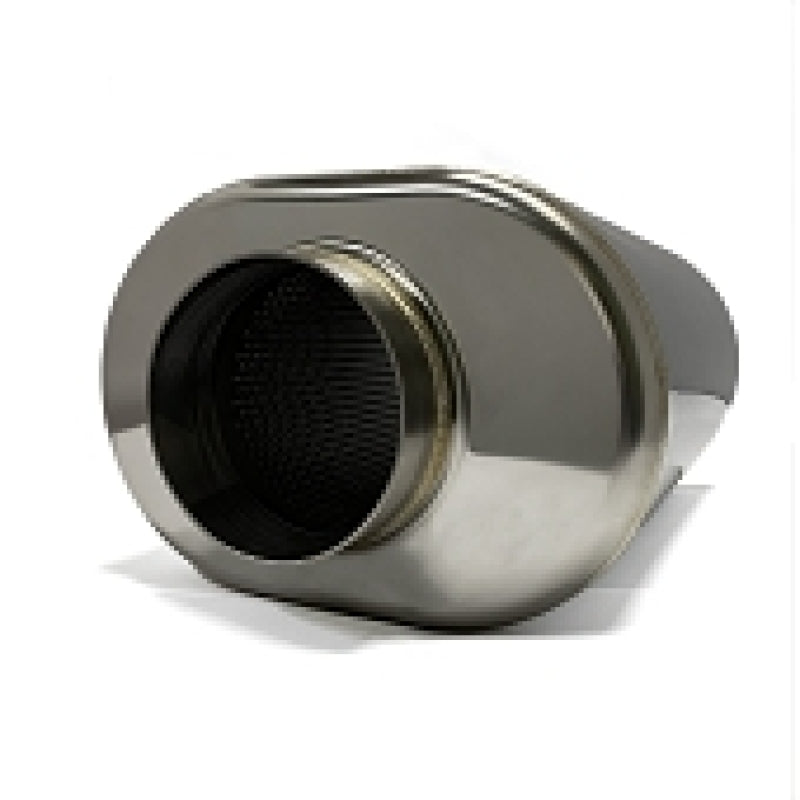 Stainless Bros 3.5in x 12.0in OAL SS304 Oval Muffler - Polished Muffler Stainless Bros