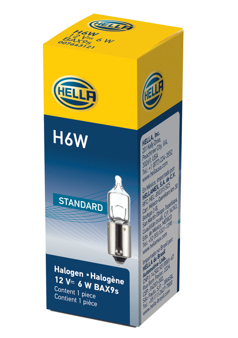 Hella Bulb H6W 12V 6W BAX9s T2.75 Bulbs Hella