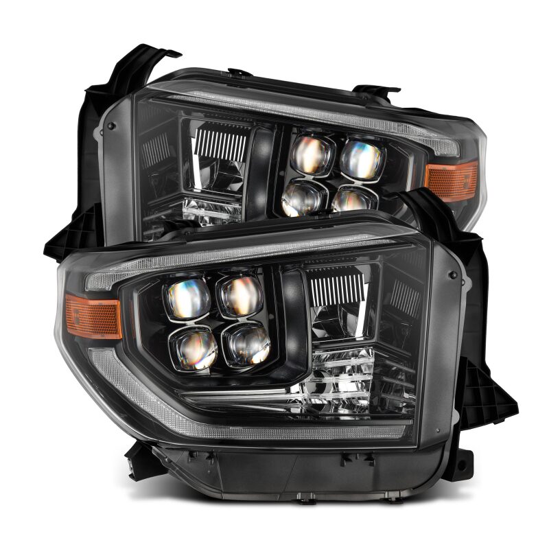 AlphaRex 14-21 Toyota Tundra NOVA-Series LED Proj Headlights Alpha-Blk w/Actv Light & Seq. Sig + DRL Headlights AlphaRex