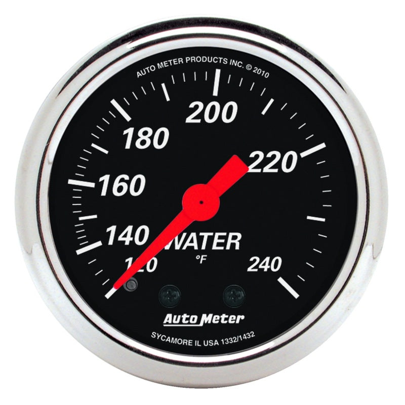 Autometer Designer Black 2 1/16in 120-240 Deg F Mechanical Water Temp Gauge Gauges AutoMeter