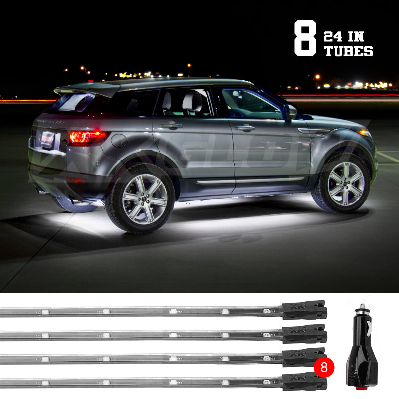 XK Glow Tube Single Color Underglow LED Accent Light Car/Truck Kit White - 8x24In Light Accessories and Wiring XKGLOW