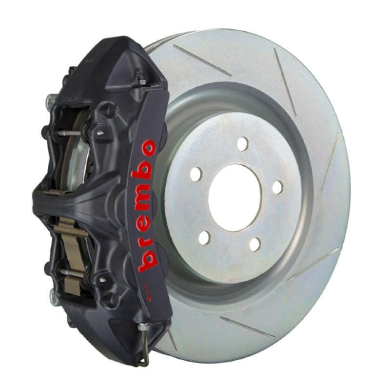 Brembo 05-14 Mustang GT Excl non-ABS Fr GTS BBK 6Pis Cast 355x32 1pc Rotor Slotted Type1-Black HA Brake Kits - Performance Slot Brembo