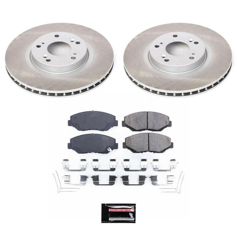 Power Stop 12-15 Honda Civic Front Semi-Coated Rotor Kit Brake Kits - Performance Blank PowerStop