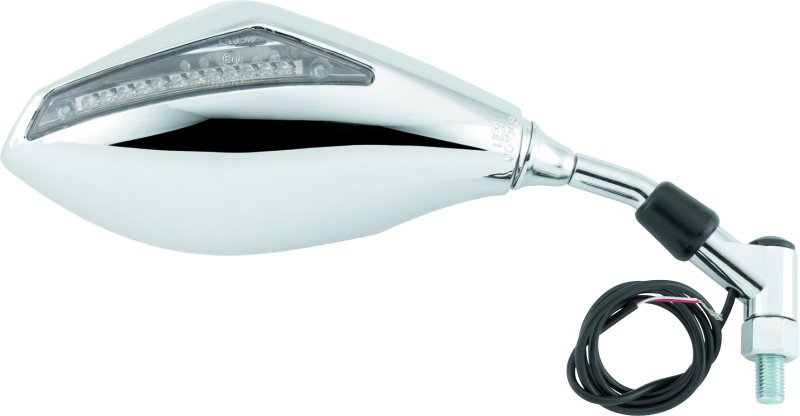 BikeMaster Universal Mirror with Integrated Turn Signals 10mm - Pair - Chrome Side Mirrors BikeMaster
