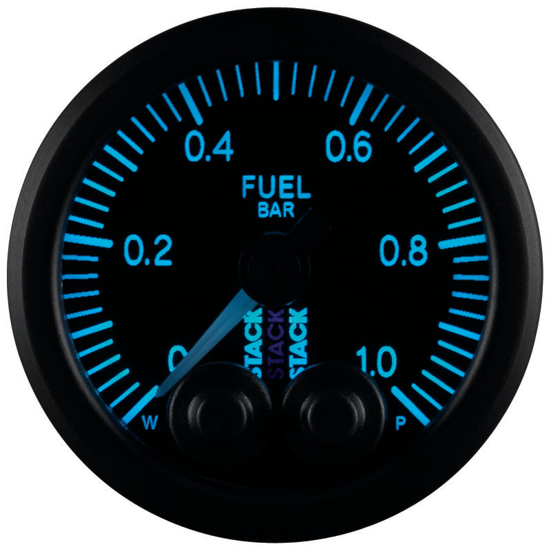 Autometer Stack 52mm 0-1 Bar M10 Male Pro-Control Fuel Pressure Gauge - Black Gauges AutoMeter