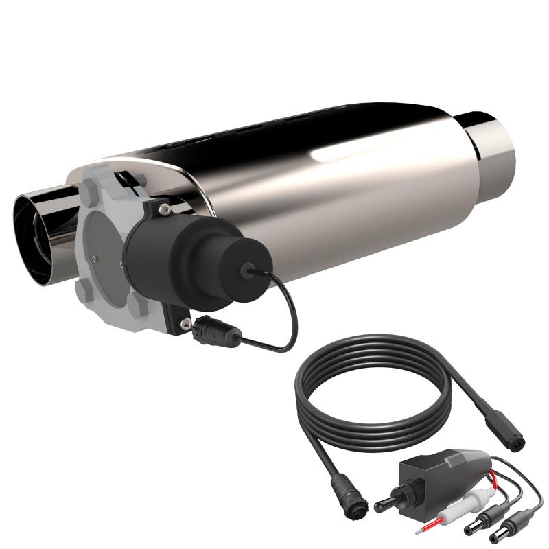 QTP 3in Weld-On 304SS Screamer Muffler Short Case w/Bolt-On QTEC Electric Cutout Muffler QTP
