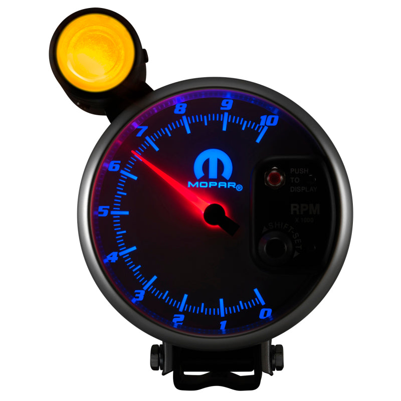 AutoMeter Gauge Tachometer 5in. 10K RPM Pedestal W/ Ext. Shift-Lite White Mopar Gauges AutoMeter