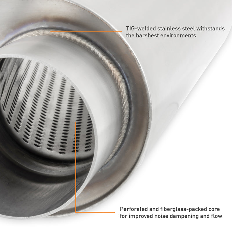 Mishimoto Universal Muffler with 3.0in Offset Inlet/Outlet - Brushed Muffler Mishimoto