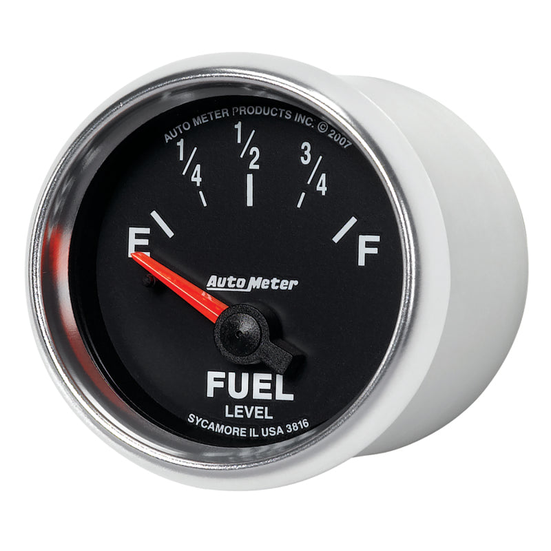AutoMeter Gauge Fuel Level 2-1/16in. 240 Ohm(e) to 33 Ohm(f) Elec Gs Gauges AutoMeter