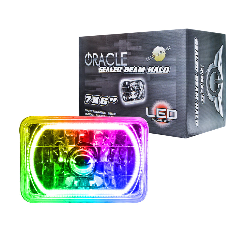 Oracle Pre-Installed Lights 7x6 IN. Sealed Beam - ColorSHIFT Halo Headlights ORACLE Lighting