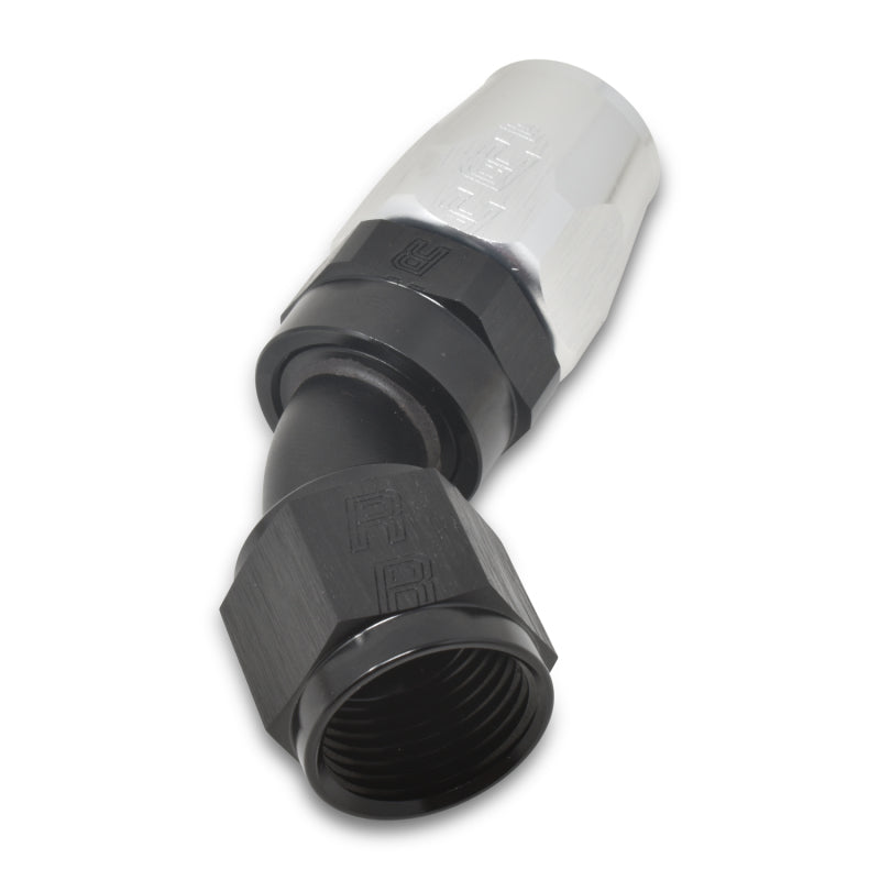 Russell Performance -4 AN Black/Silver 45 Degree Full Flow Hose End Fittings Russell