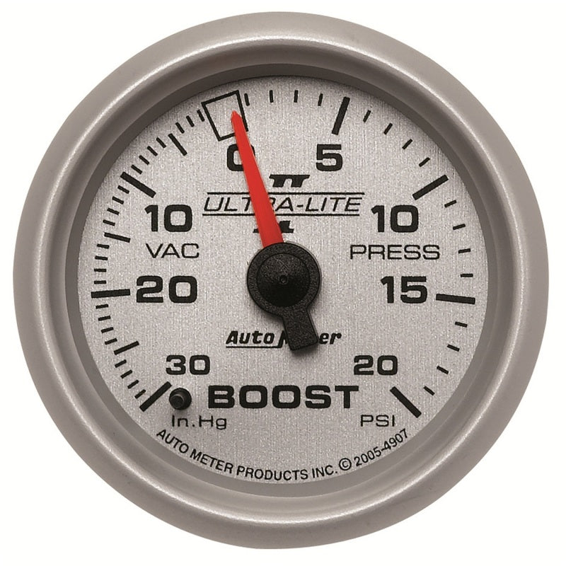 Autometer Ultra-Lite II 52mm 30 in Hg/20 psi Mechanical Boost/Vacuum Gauge Gauges AutoMeter