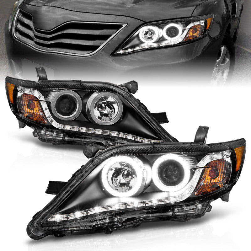 ANZO 2010-2011 Toyota Camry Projector Headlights w/ Halo Black (CCFL) Headlights ANZO