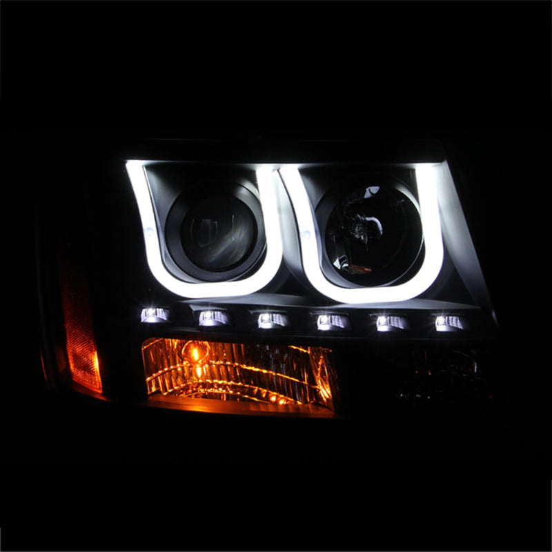 ANZO 2007-2013 Chevrolet Avalanche Projector Headlights w/ U-Bar Black Headlights ANZO