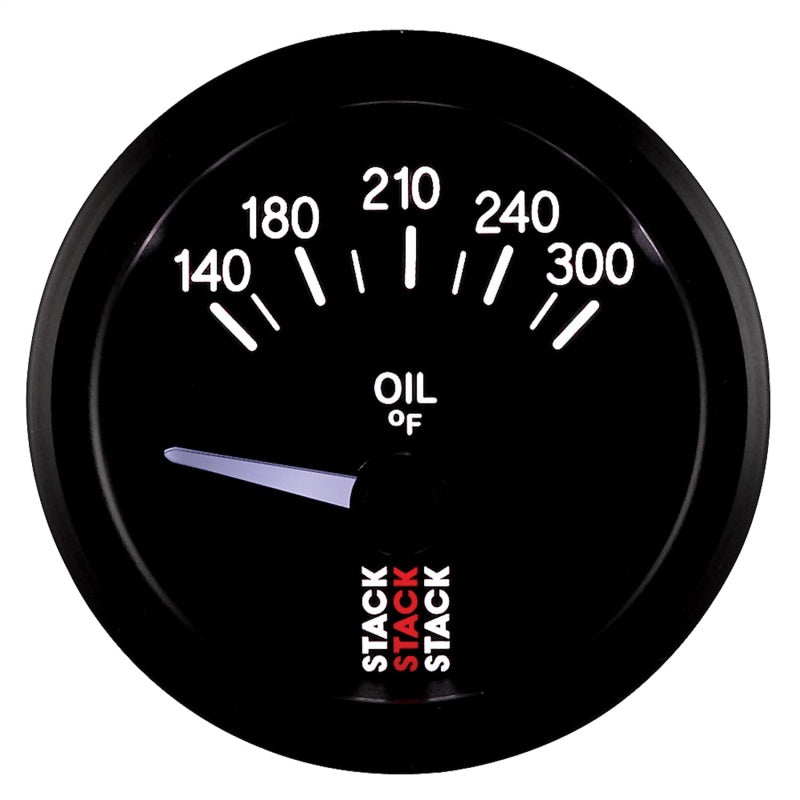 Autometer Stack 52mm 140-300 Deg F 1/8in NPTF Electric Oil Temp Gauge - Black Gauges AutoMeter
