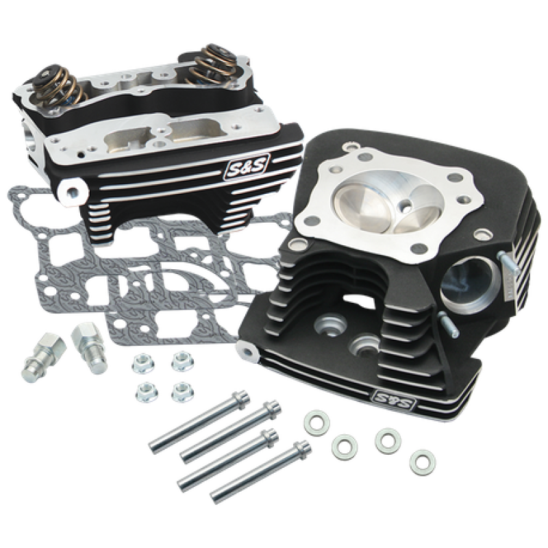 S&S Cycle 08-16 Touring Super Stock 79cc Cylinder Head Kit - Wrinkle Black Heads S&S Cycle