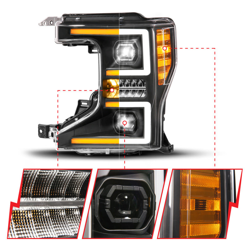 ANZO 20-22 Ford Super Duty (Halogen) Z-Series Full LED Proj Headlights SeqSig - Driver Side ONLY Headlights ANZO