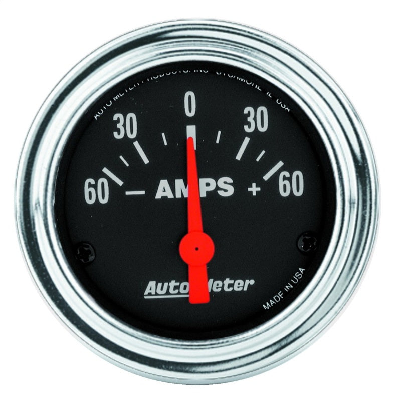 Autometer Traditional Chrome Electrical Ammeter 2 1/6in 60A Gauge Gauges AutoMeter