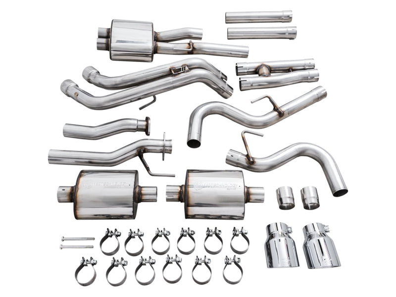 AWE Tuning 16-22 Toyota Tacoma 0FG Cat-Back Exhaust w/ BashGuard - Dual Chrome Silver Tips Catback AWE Tuning