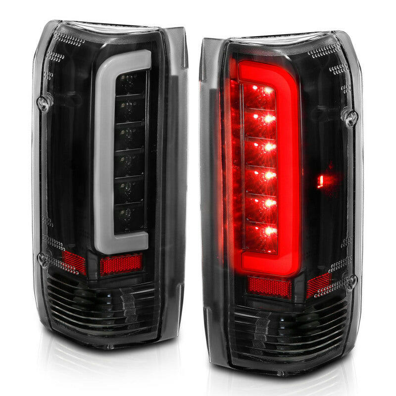 ANZO 1987-1996 Ford F-150 LED Taillights Black Housing Clear Lens (Pair) Tail Lights ANZO