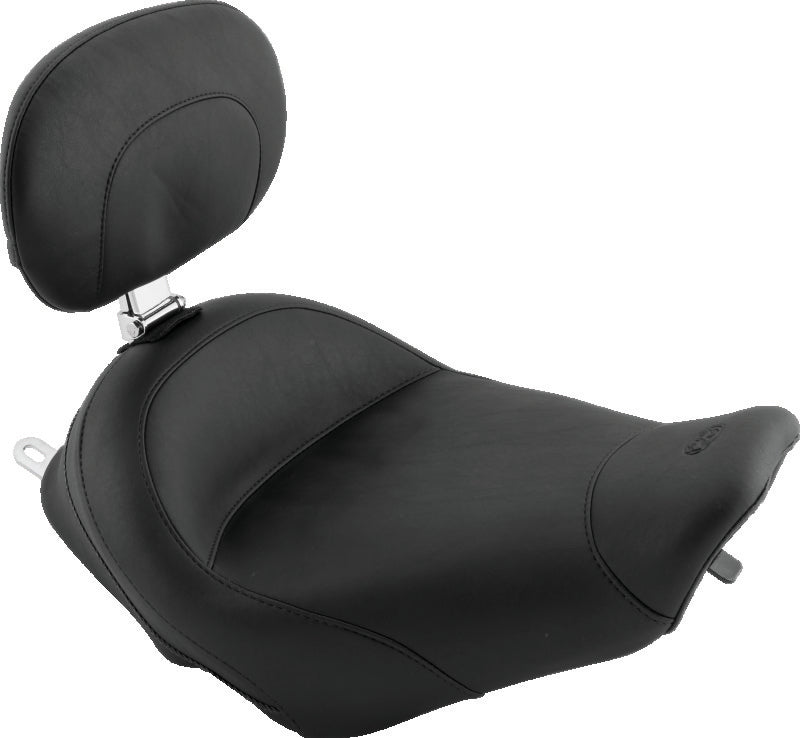 Mustang 97-07 Harley Rd King, 06-07 Str Glide, 00-05 Eagle Std Solo Seat W/Driver Backrest - Black Solo Motorcycle Seats Mustang Motorcycle