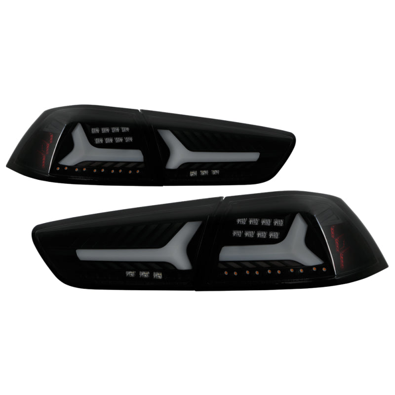 Spyder Mitsubishi Lancer/Evolution X 08-14 V2 LED Tail Lights - Black Smoke ALT-YD-ML08V2-SEQ-BSM Tail Lights SPYDER