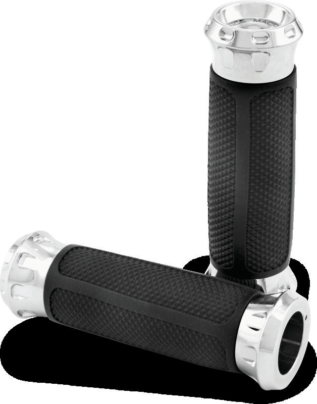 Performance Machine Handle Grip Set Overdrive - Chrome Grips Performance Machine