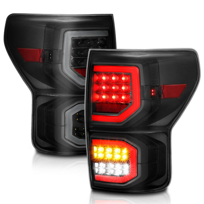ANZO 2007-2013 Toyota Tundra LED Taillights Plank Style Black w/Smoke Lens Tail Lights ANZO