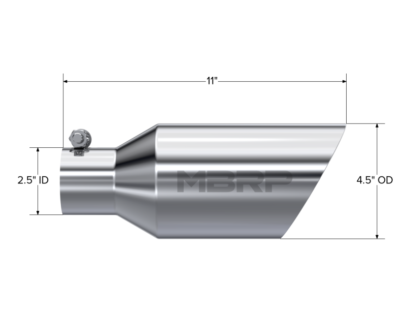 MBRP Universal Tip 4.5 O.D. Dual Walled Angled Rolled End 2.5 Inlet 12in Length - T304 Steel Tubing MBRP