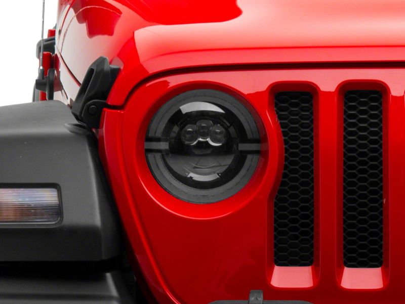 Raxiom 18-23 Jeep Wrangler JL Axial Series 9-In LED Angel Eye Headlights- Blk Housing (Clear Lens) Headlights Raxiom