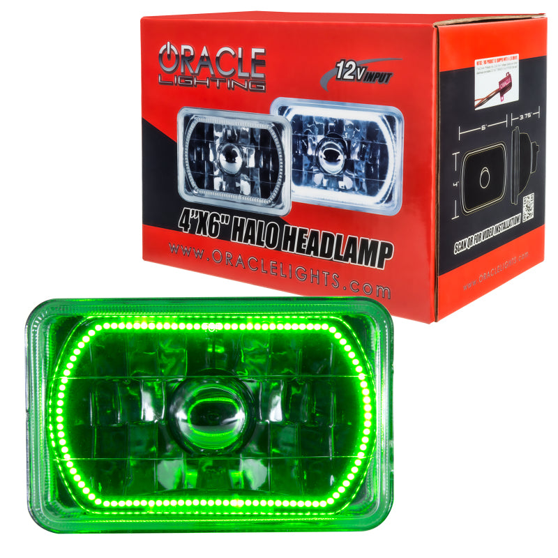 Oracle Pre-Installed Lights 4x6 IN. Sealed Beam - Green Halo Headlights ORACLE Lighting