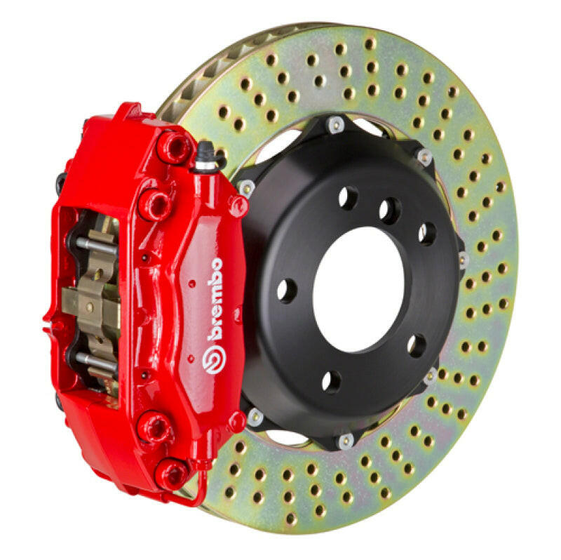 Brembo 05-11 Elise (Excl 4-Caliper Equipped) Fr GT BBK 4Pist Cast 2pc 328x28 2pc Rtr Drill-Red Brake Kits - Performance Slot Brembo