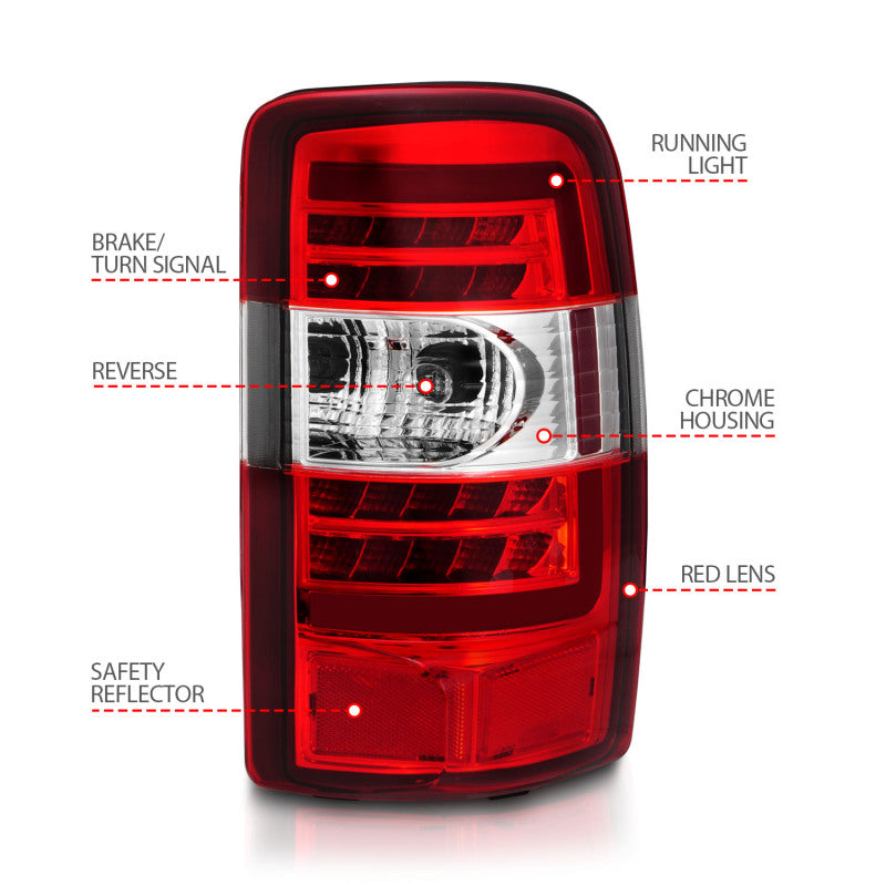 ANZO 2000-2006 Chevrolet Tahoe LED Tail Lights w/ Red Lens Chrome Housing Tail Lights ANZO