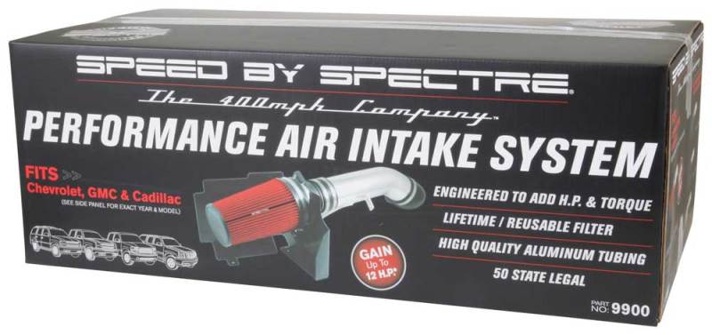Spectre 99-07 GM Truck V8-4.8/5.3/6.0L F/I Air Intake Kit - Clear Anodized w/Red Filter Cold Air Intakes Spectre