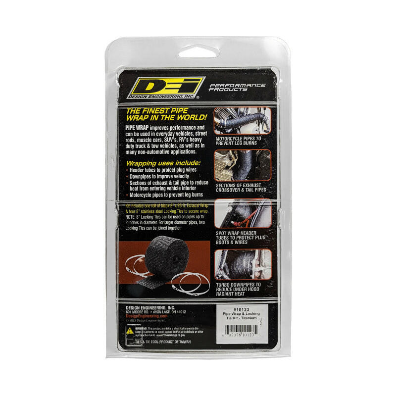 DEI Exhaust Wrap Kit - Pipe Wrap and Locking Tie - Titanium Exhaust Wrap DEI