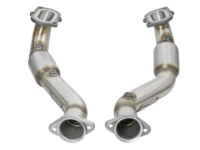 aFe POWER 14-18 Chevrolet Corvette C7 & Z06 Twisted Steel 3in 304 Stainless Steel Mid Pipe w/ Cat X Pipes aFe