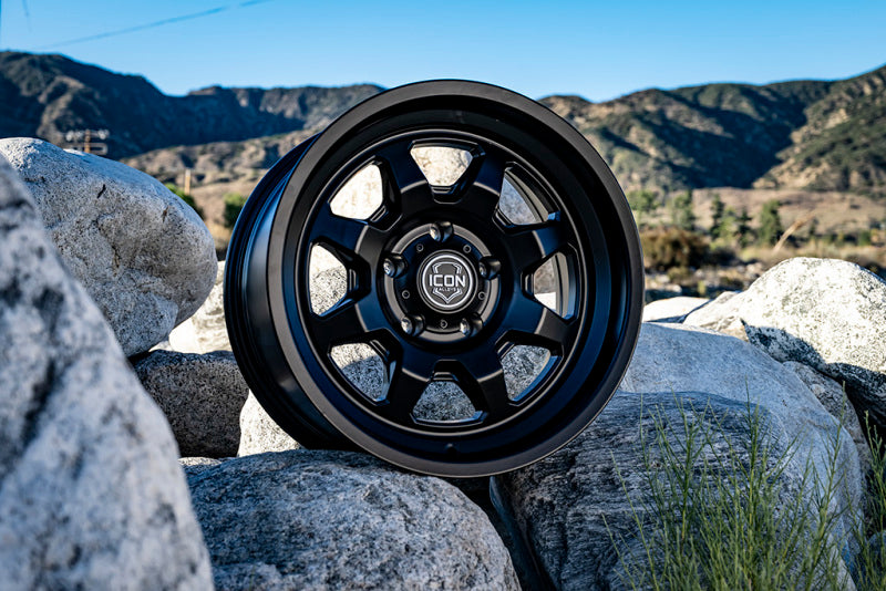 ICON Nuevo 17 X 8.5 6 X 5.5 0mm Offset 4.75in BS Satin Black Wheels - Cast ICON