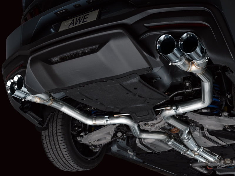 AWE 2024 Ford Mustang GT Fastback S650 RWD Track Edition Cat-Back Exhaust w/ Quad Chrome Silver Tips Catback AWE Tuning
