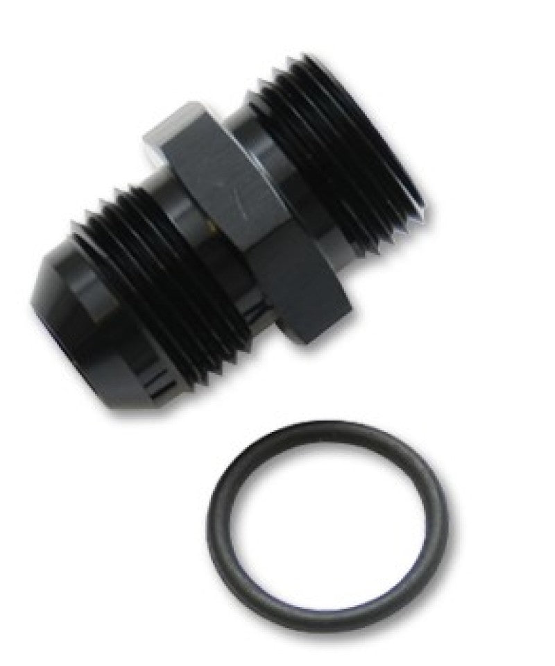 Vibrant -3AN Male Flare to -4 ORB Male Straight Adapter w/O-Ring - Anodized Black Fittings Vibrant