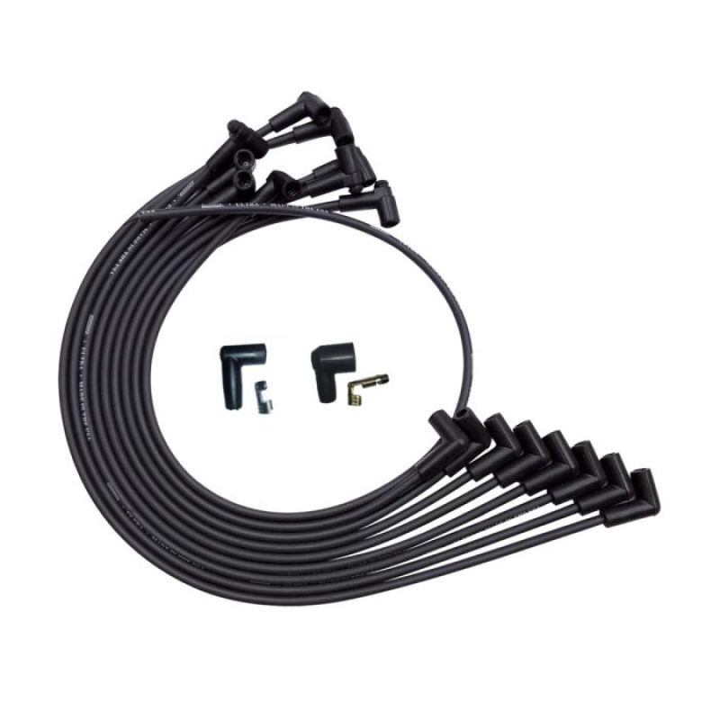 Moroso SBC Over Valve Cover Unsleeved 90 Deg HEI Ultra Spark Plug Wire Set - Black Spark Plug Wire Sets Moroso