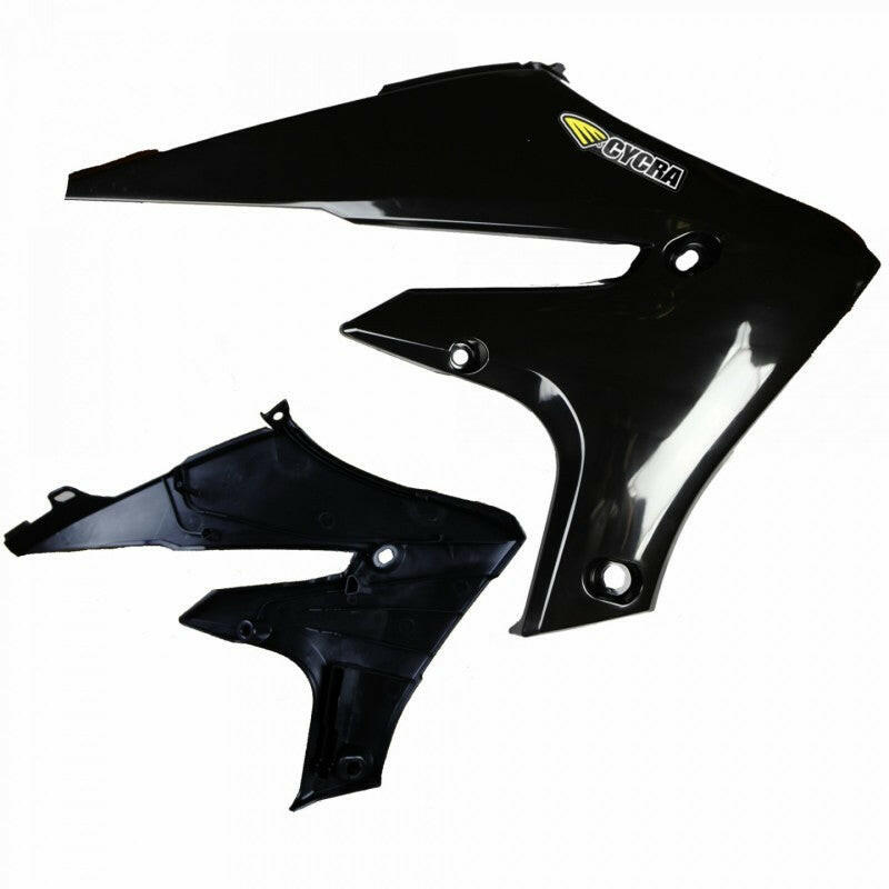 Cycra 20+ Yamaha WR250F Powerflow Radiator Shrouds - Black Plastics Cycra